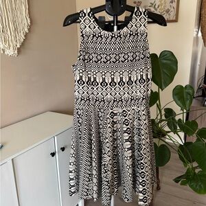Cynthia Rowley Black and White Pleated Mini Dress